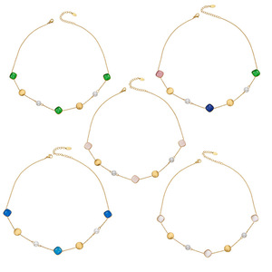 우아한 수제 도파민 반투명 고양이 눈석 롱 목걸이 - Product Image 1