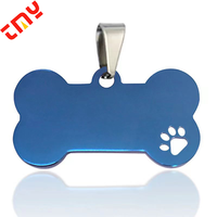 Plaque d'identification pour chien en acier inoxydable poli sur mesure, gravée au laser en forme d'os 3D, pour cadeaux promotionnels d'entreprise