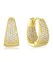 Pendientes ZHENGUI Triangulares con Circonitas Multicolores, Chapados en Oro sobre Latón, Joyería Moderna