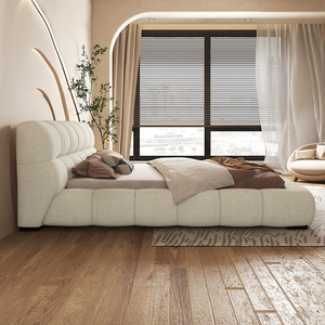 Cama Nube Otomana Beige de 1.8 m Cómoda, Moderna y Minimalista Estilo Nórdico con Almacenamiento para Dormitorio Principal, Bodas, Tamaño King Size con Marco de Madera Maciza - Product Image 4