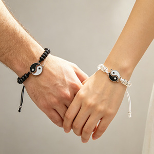 Bracelets ajustables en corde Tai Chi Yin Yang Gossip pour couples et amis, bijoux tendance pour la Saint-Valentin - Product Image 2