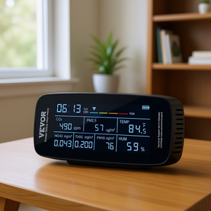 เครื่องตรวจวัดคุณภาพอากาศ Vevor 9-in-1 ตรวจวัด CO2 PM2.5 อุณหภูมิ ความชื้น TVOC สำหรับภายในอาคาร หน้าจอ LCD แบบมืออาชีพ - Product Image 2
