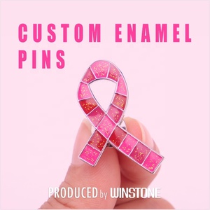 Pins personalizados para Concientización del <span class=keywords><strong>cáncer</strong></span> de mama con esmalte suave y purpurina con domótica epoxi - Product Image 3