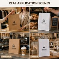 Sac en papier kraft personnalisé HONPAK avec poignée Euro Tote pour l'emballage de produits alimentaires de restaurant