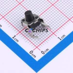 TS667ZJ-BB Tactile Switch Through hole Component (THT) Switch Single Pole Single Throw Round Button 2.5N Right Angle Insert - Product Image 1