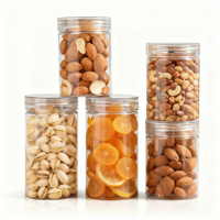 Conteneur alimentaire jetable en PET de 250 ml/310 ml/510 ml, pot à biscuits rond transparent avec couvercle, logo personnalisé pour l'emballage de bonbons
