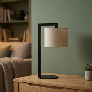Modern Black Drum Shade Fabric <b>Table</b> Lamp <b>LED</b> E26/E27 AC Powered Eco-Friendly <b>Bedside</b> Floor Lamp for Hotel Bedroom Living Room - Product Image 3