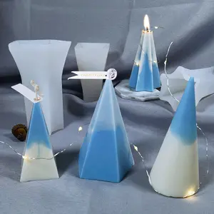 Molde de silicona para vela de pirámide, cono geométrico artesanal, vela perfumada