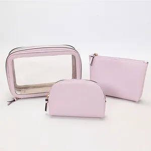 3 pcs travel make up bag pvc cosmetic bag with handle