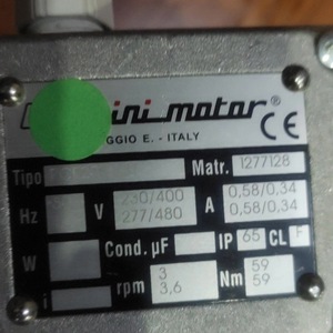 Moteur miniature Ini Motor Ce230m3t 230 400v 0.58a 3.6rpm 59nm fabriqué en Italie pour application PC - Product Image 1