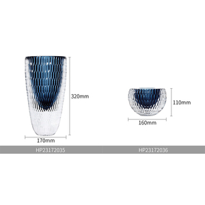 Vases à fleurs en cristal de <span class=keywords><strong>verre</strong></span> de décoration de maison brillant de surface <span class=keywords><strong>bleu</strong></span> foncé riche et calme - Product Image 2