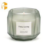 Fubei Living Nordic Chubby Angular Cut Aromatherapie-Kerzenbehälter Rauchgrünes Wohndekorations-Kerzengefäß