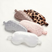 Ensemble cadeau 4 pièces personnalisé avec logo, imprimé léopard, respirant et minimaliste, comprenant un masque de sommeil, un chouchou en fausse soie, un bandeau et un sac de rangement