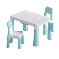 Ensemble table et chaise pour enfants, style minimaliste moderne, en plastique moulé robuste, design aux coins arrondis, facile à nettoyer