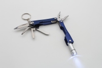 Pince multifonction pliable à poignée bleue avec porte-clés et mini lampe torche pour les réparations quotidiennes en extérieur