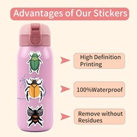 Paquete de 55 Pegatinas de Insectos de PVC Impermeables para Decoración de Laptop, Botella, Casco, Patineta y Equipaje