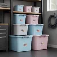 Boîte de rangement en plastique semi-transparente PP de 85 L avec couvercle et poignée, organiseur de linge pour couvertures, linge de maison et rangement de chambre