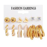 Parures de Bijoux Tendance : Boucles d'Oreilles en Métal Doré pour Femme, Gouttes Circulaires Géométriques à Perles