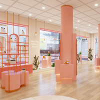 Centre commercial boutique design intérieur magasin de cosmétiques dernier style de meubles en bois kiosque cosmétiques commerciaux présentoir support LED