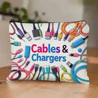 Sac de rangement pour chargeur de voyage en toile, accessoires électroniques, pochette zippée pour prises, câbles et adaptateurs secteur