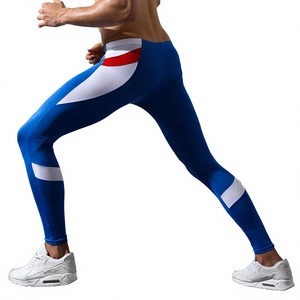 Leggings de fitness pour hommes personnalisés 2024, taille mi-haute, motif uni, taille élastique sans couture, vente en ligne en gros - Product Image 1