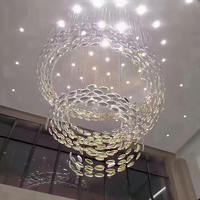 Lampu Chandelier Desain Modern Rose Gold Multi Warna untuk Dekorasi Pernikahan, Bentuk Oval, Kaca Emas, Cocok untuk Proyek Hotel