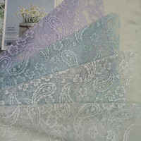 Tissu en dentelle de polyester cationique non élastique, maille jacquard respirante à motif cachemire, vente chaude de la marque HG