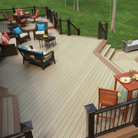 Planches de terrasse en composite WPC de haute qualité, imperméables et résistantes au feu, pour bureaux, hôtels, villas et centres commerciaux