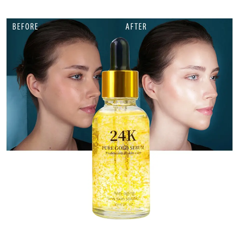 Dark Spot Remover Anti-Aging Anti-Wrinkle Nourishing Whitening Brightening 24 K Gold Collagen Gluta Kojic Facial Serum
