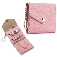 Nouvelle Pochette à Bijoux Pliable en Cuir PU, Mini Organisateur de Voyage Portable pour Chaînes de Perles, Boucles d'Oreilles et Bagues - Vente en Gros