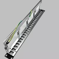 Panel Patch Rackmount 1U 24 Port dengan Manajemen Kabel, Panel Patch Kosong 19-inci untuk Jack Keystone