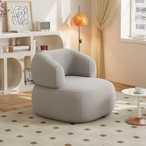 Fauteuil simple moderne en velours capitonné crème avec rembourrage en coton, petit luxe pour chambre, salon, bureau, salle de séjour, réception - Product Image 2