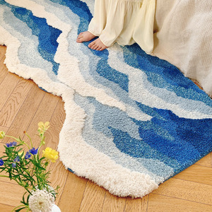 Microfiber Blue Tufted Non-Slip Shower <strong>Mats</strong> New Design Washable Rug for Home Hotel Toilet Bathroom - Product Image 3