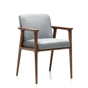 Chaises de salle à manger en bois de frêne nordique pour salon, chambre à coucher, chaise d'ordinateur avec dossier, <span class=keywords><strong>fauteuil</strong></span> de loisirs simple en tissu pour balcon et appartement - Product Image 2