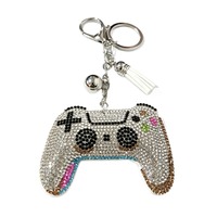 Gantungan kunci gamepad berlian penuh, liontin tas rumbai berlian, gantungan kunci mobil lucu dan kreatif, perhiasan lintas batas