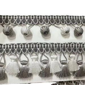 थोक हस्तनिर्मित लक्जरी टासल 100% पॉलिएस्टर ब्रेडेड एज ट्रिमिंग, पर्दे और सोफे के लिए बीम के साथ - Product Image 1