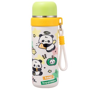 Lucky Time Insulated Water Bottle 500Ml Stainless Steel Kids Portable Thermos For School Children With Cute Panda Design - Product Image 1