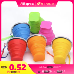 Portable Collapsible Silicone Travel Water Bottle Custom Reusable Foldable Drinking <b>Cup</b> Camping Office Tea Tea <b>Cups</b> <b>Saucers</b> - Product Image 1