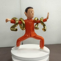 Escultura Ajustable de Fibra de Vidrio de Maestro de Kung Fu, Figura de Tai Chi de Dibujos Animados para Decoración Festiva y del Hogar