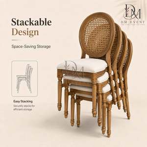 <b>Round</b> Cane Back Wood Wedding Chair <b>Padded</b> <b>Seat</b> Banquet Seating for Event Rental and Wholesale - Product Image 5
