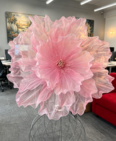Fleur de pavot rose géante artificielle en soie, grande décoration florale pour mariage, fête, exposition en centre commercial