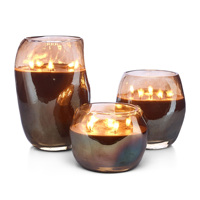 Vases à bougies en verre ambré irrégulier de luxe personnalisés, vides, électroplaqués, multi-mèches, pour la décoration de Noël à la maison, vente en gros
