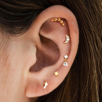 Bijoux Toposh G23 Titane ASTM F136 Bijoux de Piercing Corporel Lèvre Nez Push Pin Anneau de Labret Boucle d'Oreille