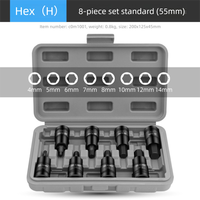 Jeu de douilles hexagonales SteelMaster 16 pièces 3/8 pouce, embouts combinés 30 mm, finition oxyde noir pour réparation automobile, clé électrique