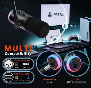ไมโครโฟนไดนามิกแบบ XLR USB ระดับมืออาชีพ พร้อมไฟ RGB สำหรับบันทึกเสียงพอดแคสต์ ไมโครโฟนสำหรับคอมพิวเตอร์พีซี เกมมิ่ง และสตรีมมิ่ง - Product Image 4