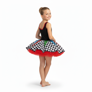 Robe tutu de ballet à thème clown pour filles, costume de danse style cirque pour enfants, jupe à carreaux avec boutons pompons, idéale pour les spectacles - Product Image 2