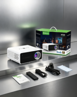 Proyektor Rumah Tangga HT22 4K Ultra HD Android 9.0 dengan 120 Lumens, Penyimpanan 8GB, Remote Putih untuk Home Cinema