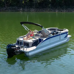 China Small Cheap Luxury Floating Aluminium Pontoons Bimini Top Prefabricated Boats 17ft Party Pontoon Boats For Sale