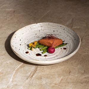 Jiujiuju Céramique Nouveau Design Rétro Nordic Speckle Handmade Grès Porcelana Gris Porcelaine <span class=keywords><strong>Plateau</strong></span> Assiettes Creuses Assiette à Soupe - Product Image 1