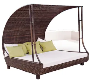 Nieuwe Outdoor Rieten Dag Bed Zon Lounge Zwembad Decking Rotan Meubels Instelling